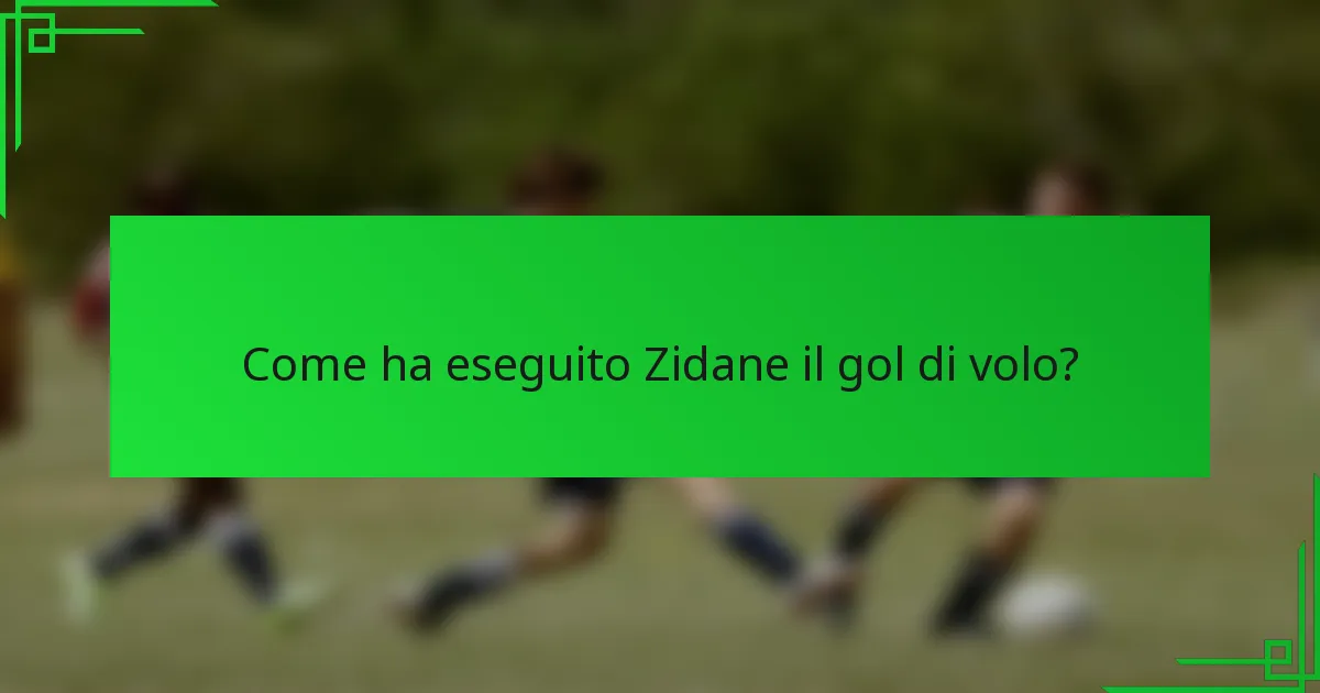 Come ha eseguito Zidane il gol di volo?