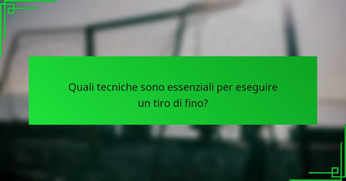 Quali tecniche sono essenziali per eseguire un tiro di fino?